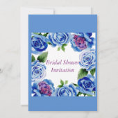 ブルーモダンフローラフレームブライダルシャワー招待 招待状 (裏面)