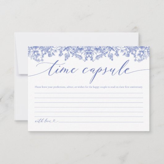 ブルーモダンフローラブライダルシャワータイムカプセルカード サンキューカード (正面)