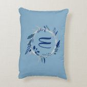 ブルーモダンフローラリースモカスタムノグラム アクセントクッション (裏面(縦))