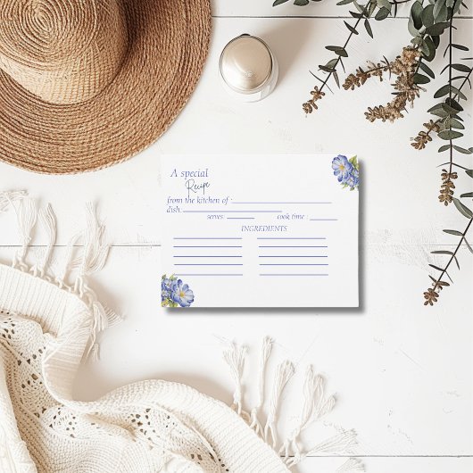 ブルーモダンフローラレシピブライダルシャワーカード 出欠カード