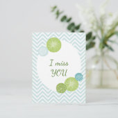 ブルーモダンフローラ抽象芸術カスタム文字 ポストカード (スタンド正面)