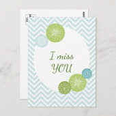 ブルーモダンフローラ抽象芸術カスタム文字 ポストカード (正面/裏面)