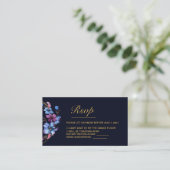 ブルーモダンフローラ結王室の婚の出欠確認カード エンクロージャーカード (スタンド正面)