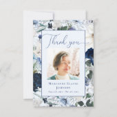 ブルーモダンフローラ記念生命お祝い サンキューカード (正面)