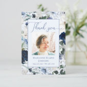 ブルーモダンフローラ記念生命お祝い サンキューカード (スタンド正面)