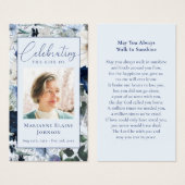 ブルーモダンフローラ記念葬式祈りの言葉カード (正面&裏面)