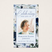 ブルーモダンフローラ記念葬式祈りの言葉カード (正面)