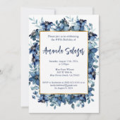 ブルーモダンフローラ誕生会 招待状 (正面)