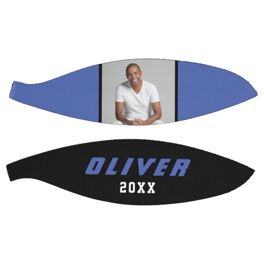 ブルーモダンブラック名前をカスタムする文字写真 バスケットボール (パネル)