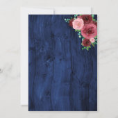 ブルーモダンブルゴーニュ水カラー結婚式招待状 招待状 (裏面)