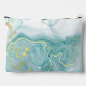 ブルーモダンプリントと金ゴールドハイライト化粧品バッグ アクセサリーポーチ (裏面)