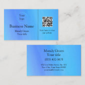 ブルーモダンプロフェッショナルロゴとQRコード 名刺 (正面/裏面)