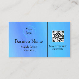 ブルーモダンプロフェッショナルロゴとQRコード 名刺