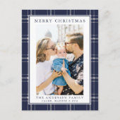 ブルーモダンプ素朴ライド写真クリスマスカード ポストカード (正面)