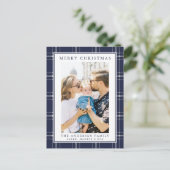 ブルーモダンプ素朴ライド写真クリスマスカード ポストカード (スタンド正面)