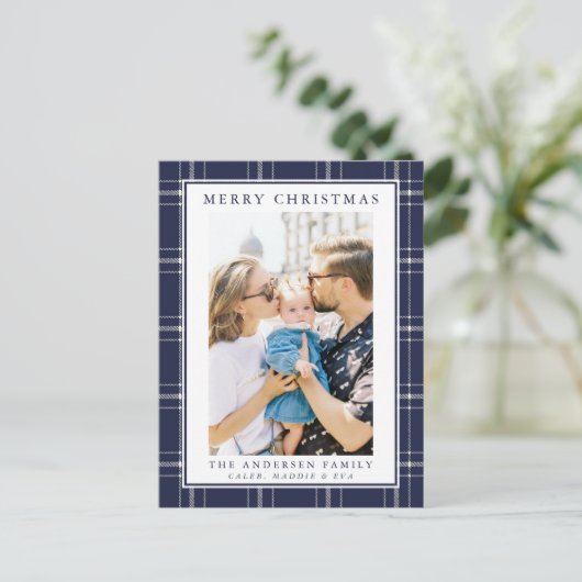 ブルーモダンプ素朴ライド写真クリスマスカード ポストカード (スタンド正面)