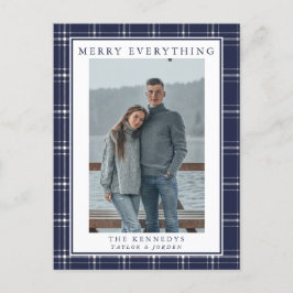 ブルーモダンプ素朴ライド写真クリスマスカード ポストカード