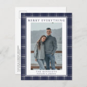 ブルーモダンプ素朴ライド写真クリスマスカード ポストカード (正面/裏面)