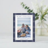 ブルーモダンプ素朴ライド写真クリスマスカード ポストカード (スタンド正面)