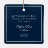 ブルーモダンベビーフォトミニマルな休日の写真 セラミックオーナメント (裏面)