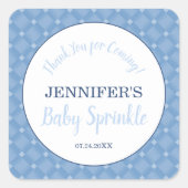 ブルーモダンベビー散布パーティーありがとう スクエアシール (正面)