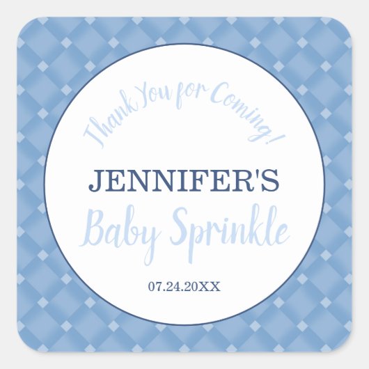 ブルーモダンベビー散布パーティーありがとう スクエアシール (正面)