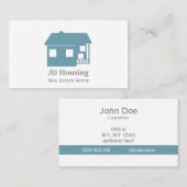 ブルーモダンホワイトクラッシー実在エテート名刺 名刺 (正面/裏面)