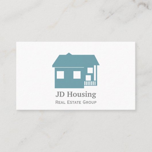 ブルーモダンホワイトクラッシー実在エテート名刺 名刺 (正面)