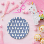 ブルーモダンホワイトツリーパターンホリデーパーティー ペーパープレート (パーティー)