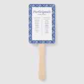 ブルーモダンホワイト地中海の結婚式 プログラム ハンドファン (裏面)