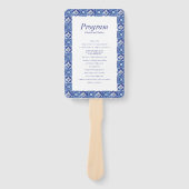 ブルーモダンホワイト地中海の結婚式 プログラム ハンドファン (正面)