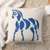 ブルーモダンホースエクエストランホームデコール クッション (ブランケット)