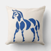 ブルーモダンホースエクエストランホームデコール クッション (正面)
