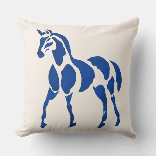 ブルーモダンホースエクエストランホームデコール クッション (正面)