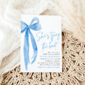 ブルーモダンボウ彼女は結び目ブライダルシャワー 招待状