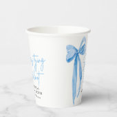 ブルーモダンボウ彼女は結び目ブライダルシャワー 紙コップ (左)