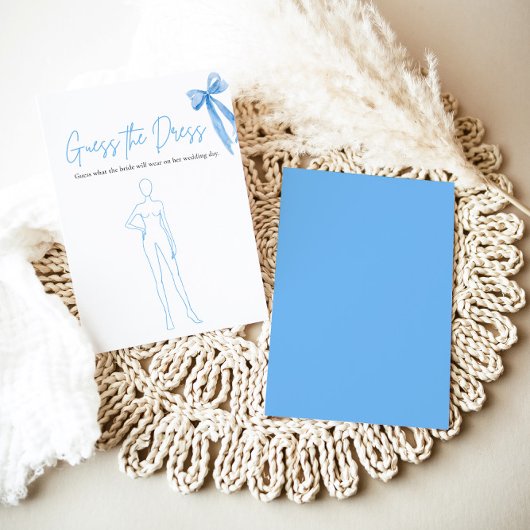 ブルーモダンボウ推測ドレスブライダルシャワーゲーム 招待状
