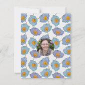 ブルーモダンポピーフローラ誕生日ガーデンパーティー 招待状 (裏面)