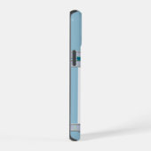 ブルーモダンポメラニア犬ドッグアート iPhone 15ケース (右側面)