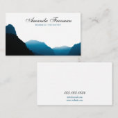 ブルーモダンマウンテンズシルエットマッサージセラピー 名刺 (正面/裏面)