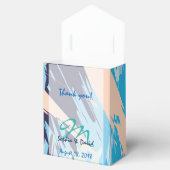 ブルーモダンマリタイムモノグラム結婚式の引き出物 フェイバーボックス (オープン)