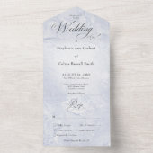 ブルーモダンマーブルモノグラミニマルムディナー オールインワン招待状 (内側)