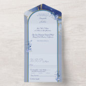 ブルーモダンマーブル結婚式招待状 オールインワン招待状 (内側)