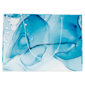 ブルーモダンマーブル誕生日 ラージペーパーバッグ (裏面)