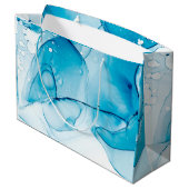 ブルーモダンマーブル誕生日 ラージペーパーバッグ (裏面アングル)