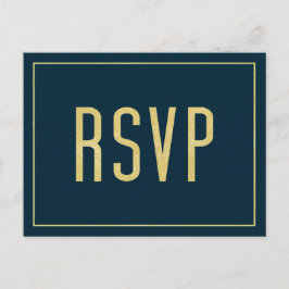 ブルーモダンミニマエレガントリストシンプルの結婚式RSVP ポストカード