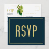 ブルーモダンミニマエレガントリストシンプルの結婚式RSVP ポストカード (正面/裏面)