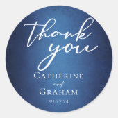 ブルーモダンミニマリストウォーターフロント結婚式の引き出物 ラウンドシール (正面)