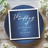 ブルーモダンミニマリスト水辺夕べ結婚ズ スタンダードカクテルナプキン