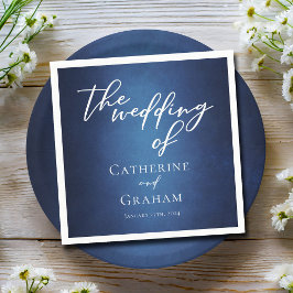 ブルーモダンミニマリスト水辺夕べ結婚ズ スタンダードカクテルナプキン